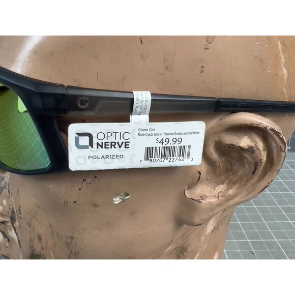 Optic Nerve Stone Cat Matte Crystal Gray Sunglasses W/Polarized Lens 22742 - Picture 2 of 7